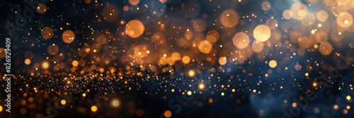 A dark backdrop features golden lights and bokeh, creating a festive atmosphere for New Year's Eve or other special events. photo