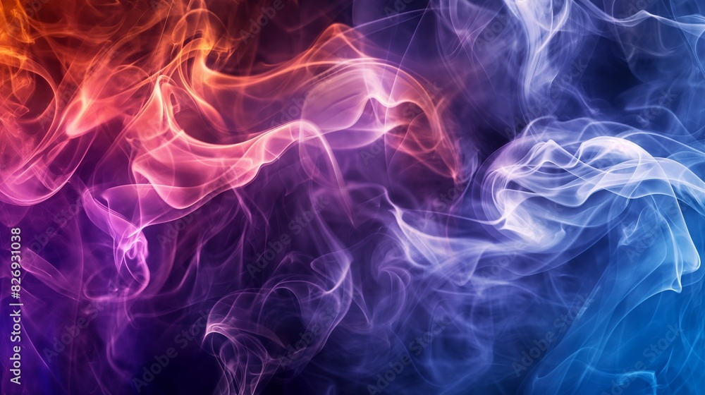 , dense tendrils of deep and dark smoke gracefully intertwine against a gradient backdrop, creating a mesmerizing blend of hues. Amidst this ethereal dance, vibrant abstract colors emerge, swirling an , dense tendrils of deep and dark smoke gracefully intertwine against a gradient backdrop, creating a mesmerizing blend of hues. Amidst this ethereal dance, vibrant abstract colors emerge, swirling an