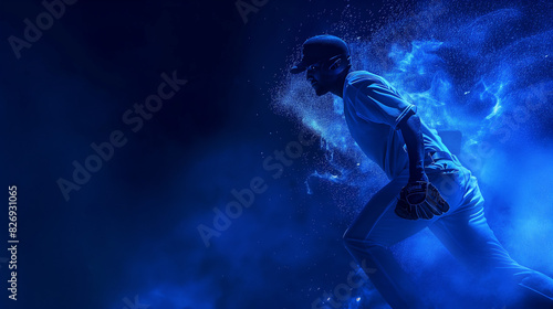 Dynamic Baseball Player Pitching in Motion with Dramatic Lighting
