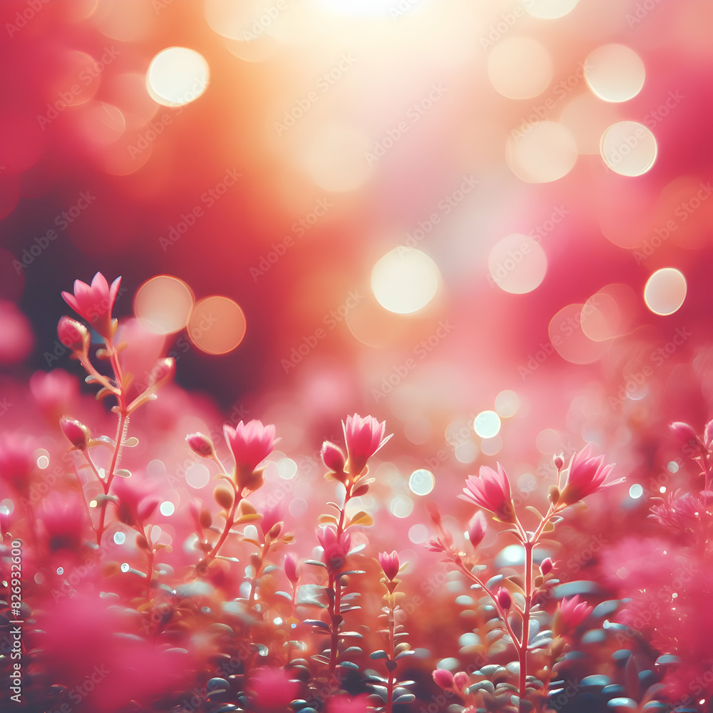 Bright Pink Blur: Plants in Dreamy Background Bright Pink Blur: Plants in Dreamy Background