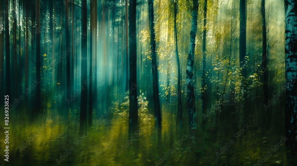 Realistic photography of coniferous forest. Abstract background of a northern forest Realistic photography of coniferous forest. Abstract background of a northern forest