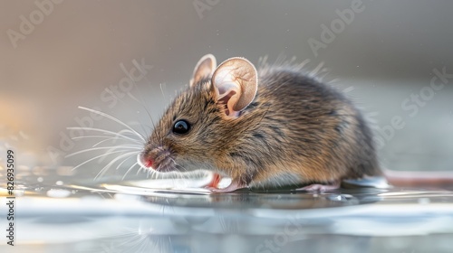 Brave Explorer Mouse Swimming in Crystal Waters 
