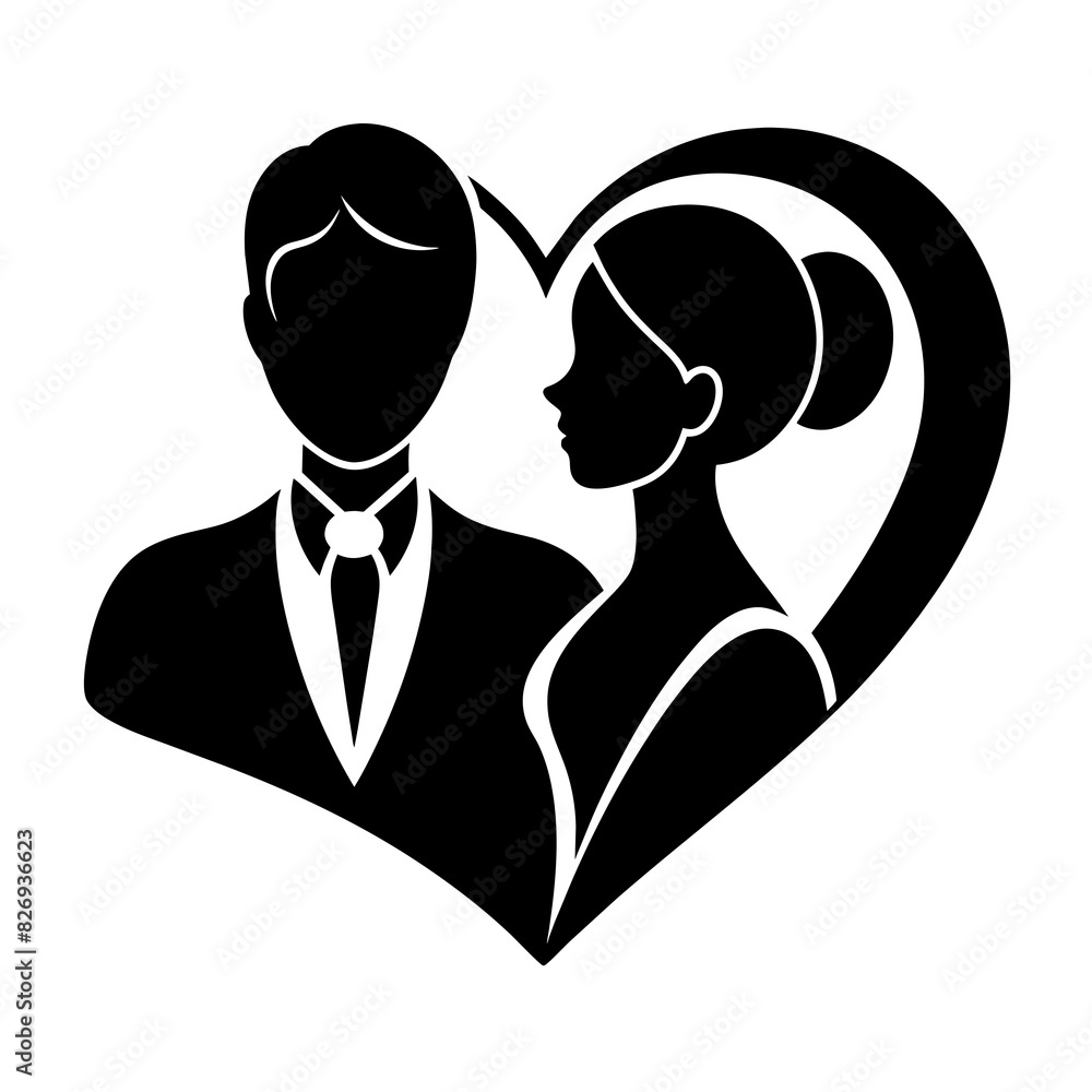 Couple silhouette with love sign vector illustration Couple silhouette with love sign vector illustration
