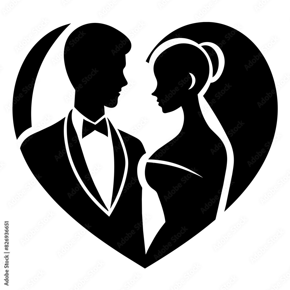 Couple silhouette with love sign vector illustration Couple silhouette with love sign vector illustration