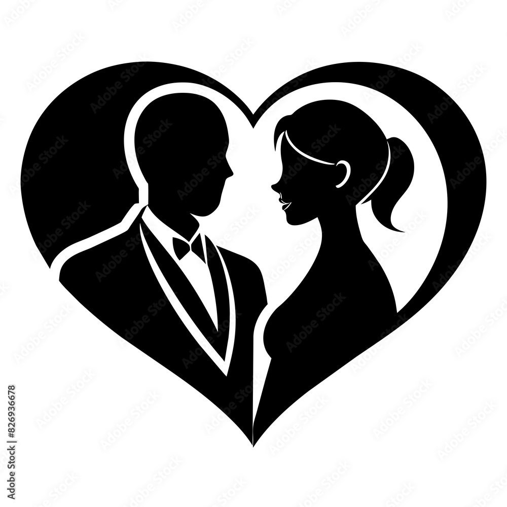 Couple silhouette with love sign vector illustration Couple silhouette with love sign vector illustration