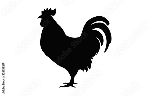 Chicken Standing Silhouette Vector, A Hen black Clipart