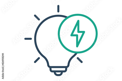 Electricity icon. light bulb with energy. icon related to utilities. line icon style. utilities elements vector illustration