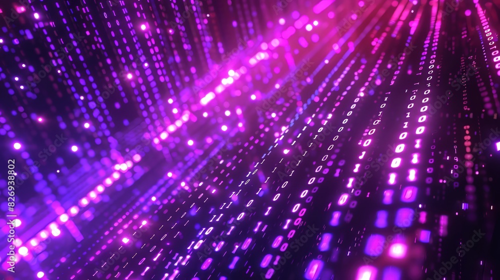 A 3D abstract background with a digital matrix of glowing binary code A 3D abstract background with a digital matrix of glowing binary code