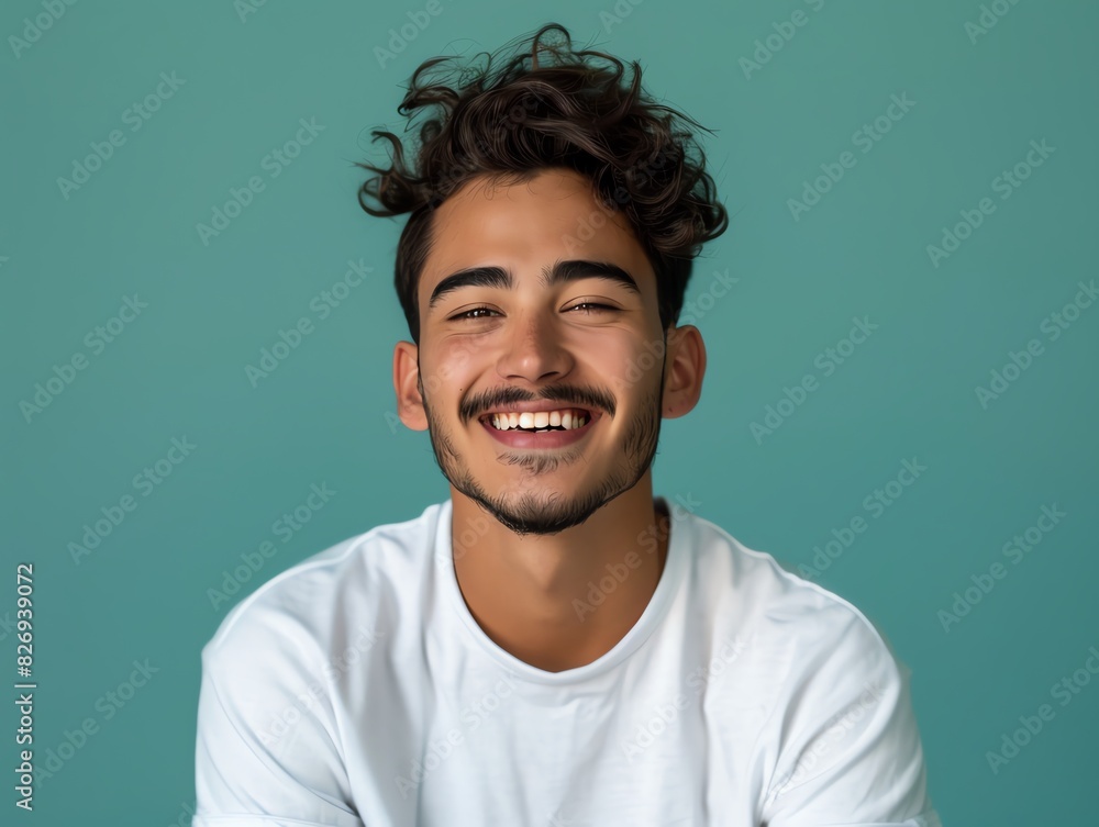 Good looking young happy smiling young man casual studio shot isolated color background Good looking young happy smiling young man casual studio shot isolated color background
