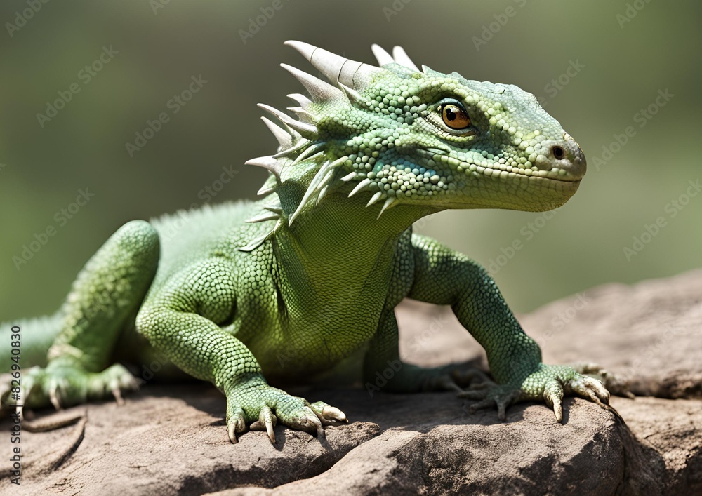 Obraz premium Small Dragon-Like Lizard_ A Fascinating Miniature Reptile.