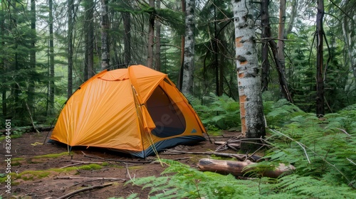 tent pitched in the forest wallpaper 
