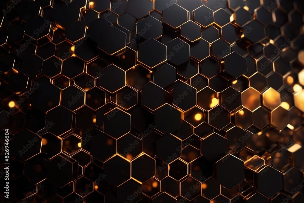 Black abstract futuristic digital geometric technology hexagon ...