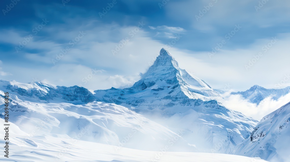 matterhorn, cervino mountain wallpaper with amazing blue sky and nice contrast and light