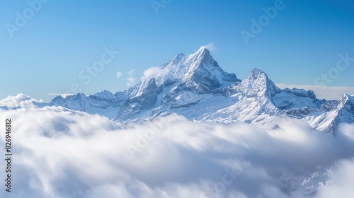 matterhorn, cervino mountain wallpaper with amazing blue sky and nice contrast and light © marco