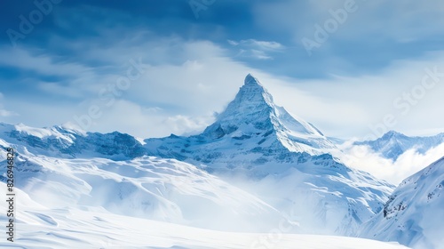 matterhorn, cervino mountain wallpaper with amazing blue sky and nice contrast and light © marco
