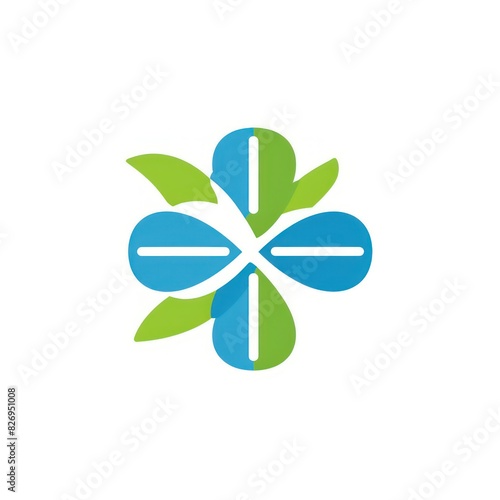 symbol design of health and medical theme in green and blue on a white background