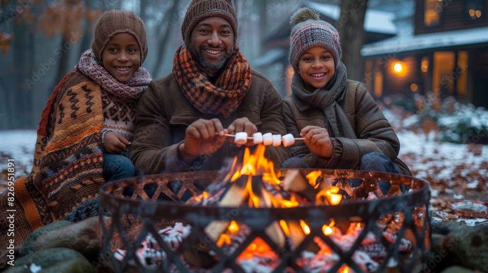 Cozy Family Time: Enjoying Marshmallows by the Fire Pit Cozy Family Time: Enjoying Marshmallows by the Fire Pit
