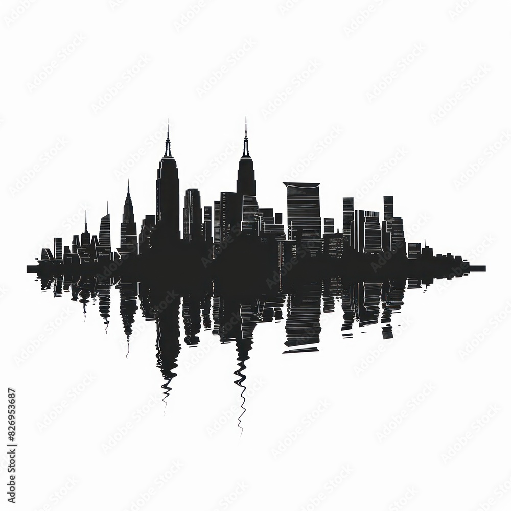 cityscapes of the world in monochrome Illustration on a white background 
