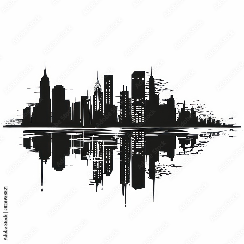 Naklejka premium cityscapes of the world in monochrome Illustration on a white background 