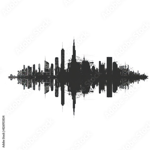 cityscapes of the world in monochrome Illustration on a white background 