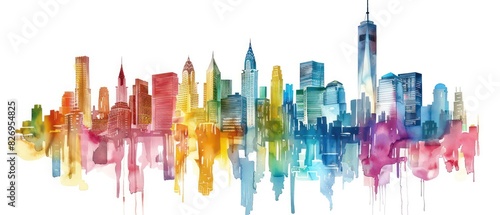 cityscapes of the world in colorful Illustration on a white background © marco