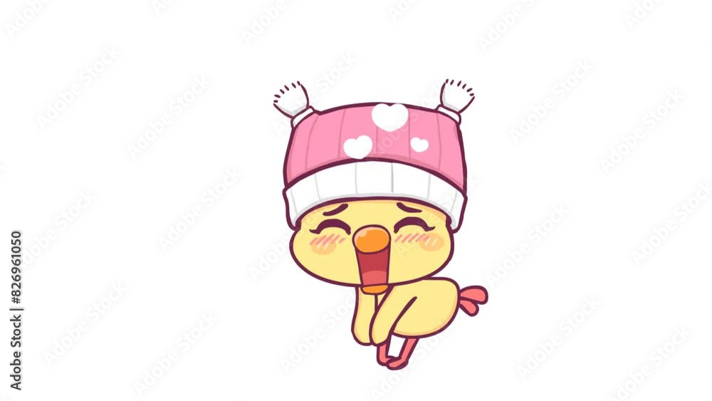Animated Cute Chicken Blushing and Wiggling - White Background Animated Cute Chicken Blushing and Wiggling - White Background