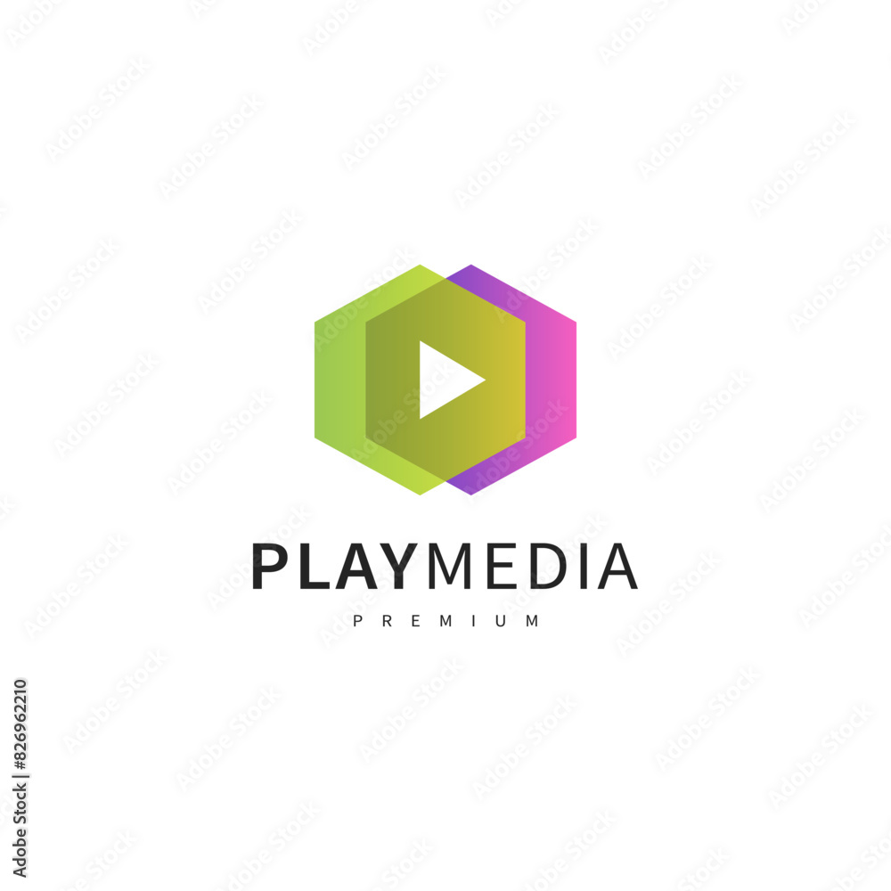 play media, media logo design illustration 2 play media, media logo design illustration 2