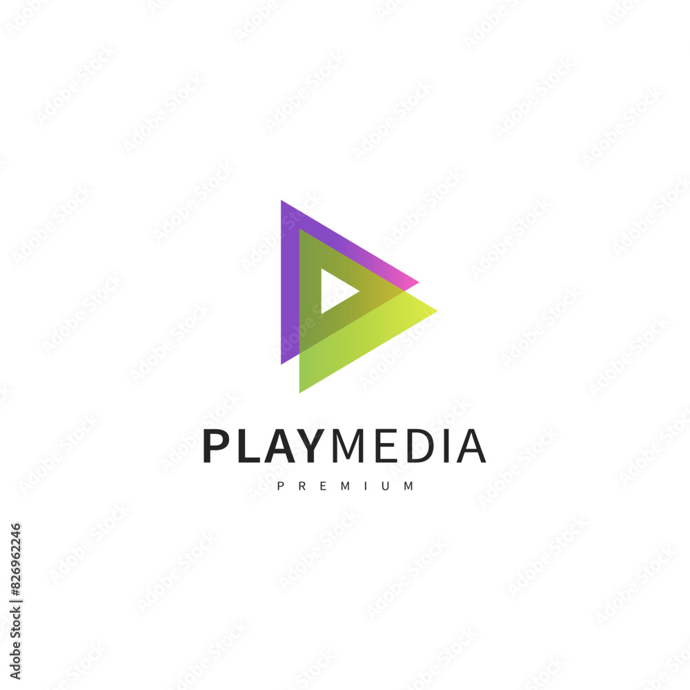 play media, media logo design illustration 3 play media, media logo design illustration 3