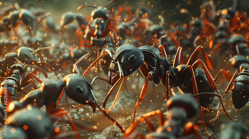 Snap a shot of a busy ant colony, capturing the organized chaos of these industrious insects at work Snap a shot of a busy ant colony, capturing the organized chaos of these industrious insects at work