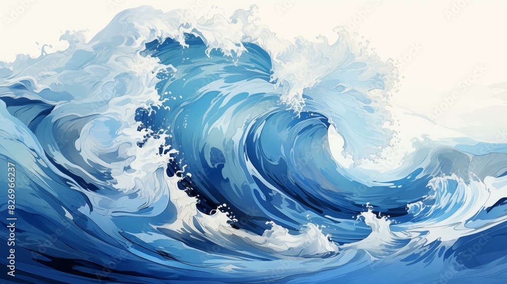Big breaking blue ocean wave. Surfing summer wave banner Big breaking blue ocean wave. Surfing summer wave banner