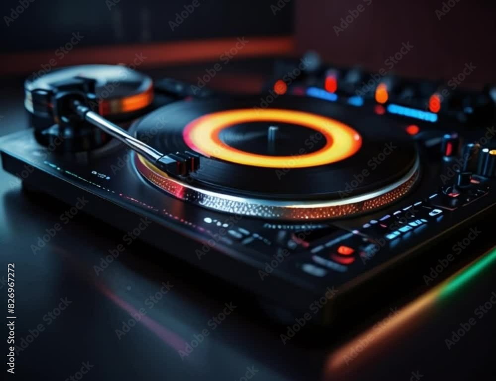 DJ mixing music, Disco Music console product videography digital DJ machine technology Generative AI DJ mixing music, Disco Music console product videography digital DJ machine technology Generative AI