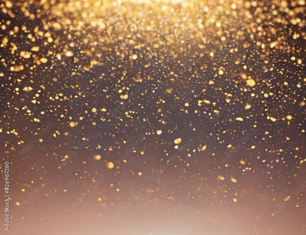Golden Christmas background lights, golden abstract particles falling on the plain ground, golden glowing shining materials falling from above generative AI Golden Christmas background lights, golden abstract particles falling on the plain ground, golden glowing shining materials falling from above generative AI