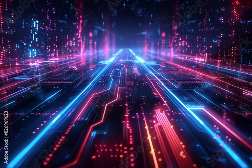 Data flow and virtual interface futuristic technology. Technology background