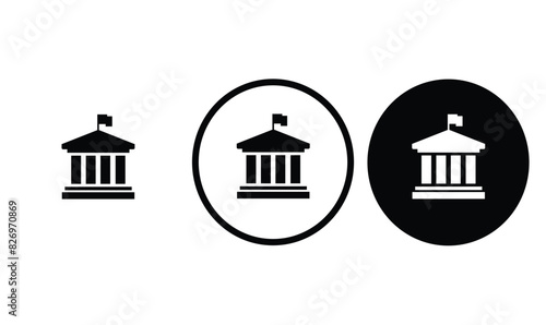 icon University black outline for web site design 
and mobile dark mode apps 
Vector illustration on a white background