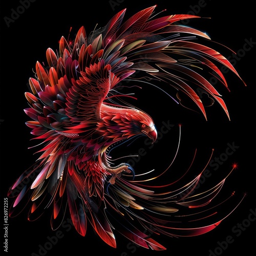 T-Shirt Design energy vortex forming a red eagle, Ai Generated Images photo