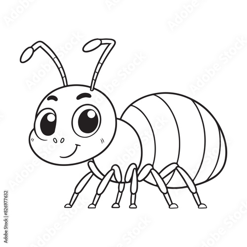 Line art of ant cartoon vector