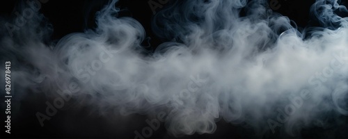 Abstract smoke misty fog on isolated black background. Texture overlays. Design element