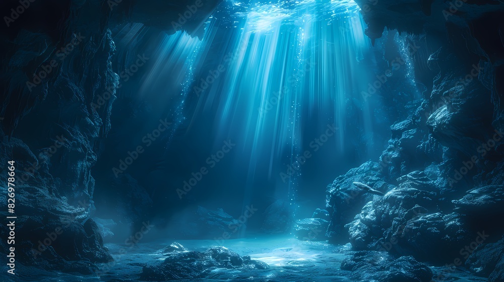 mystical underwater cave with light streaming in soft liquid hues mystical underwater cave with light streaming in soft liquid hues