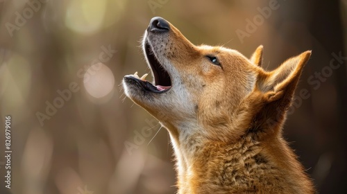 New Guinea singing dog howling.  © Alex