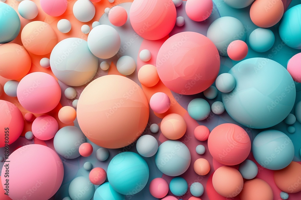 Geometric shapes Pastel spheres abstract background Geometric shapes Pastel spheres abstract background