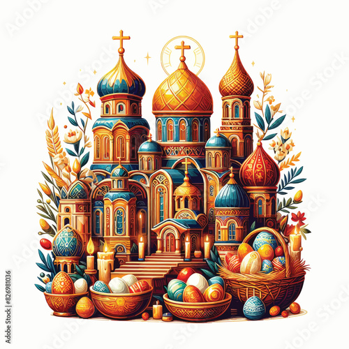 Russian orthodox church day vector in white background 
