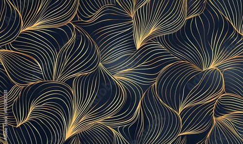 Vector line luxury golden waves, abstract background, elegant pattern. 