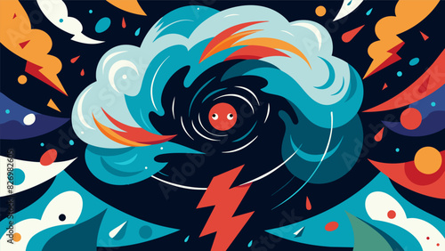 A whirlwind of abstract shapes and patterns evoking the overwhelming and overpowering sensations of anxiety.. Vector illustration