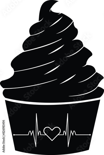 Ice Cream - Heart and pulse trace with heart shape
