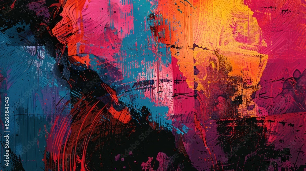Obraz premium A diverse backdrop with colorful texturing contemporary artwork and digital design serves as a strong foundation for your artistic endeavor
