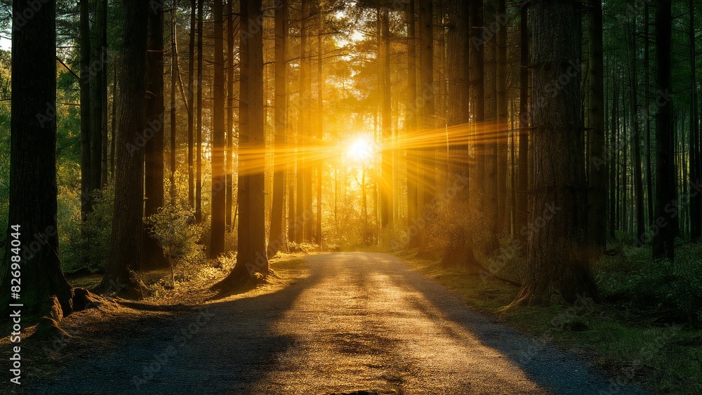 Fototapeta premium sun rays in the forest