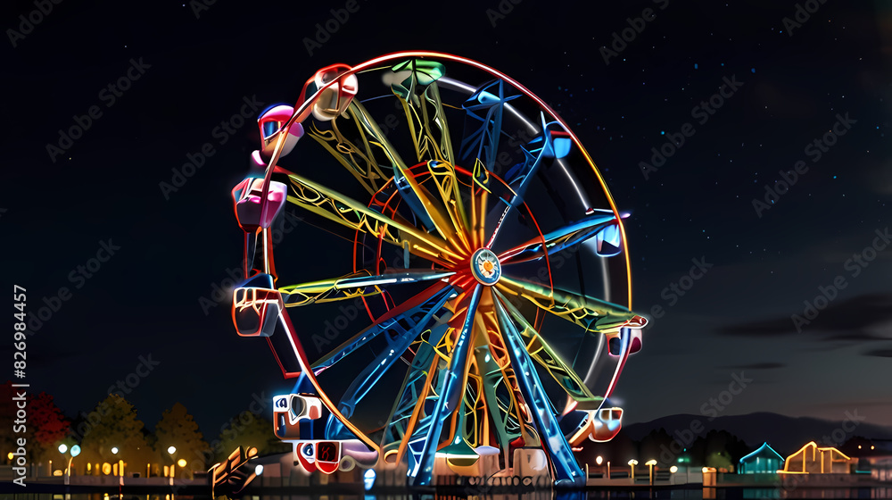 Amusement Park - Ferris wheel lights at night background