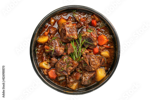 Beef oxtail stew isolated on white background