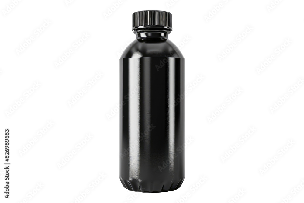 Black water bottle isolated on white background