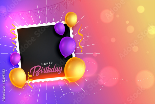 lovely happy birthday event poster with picture border frame